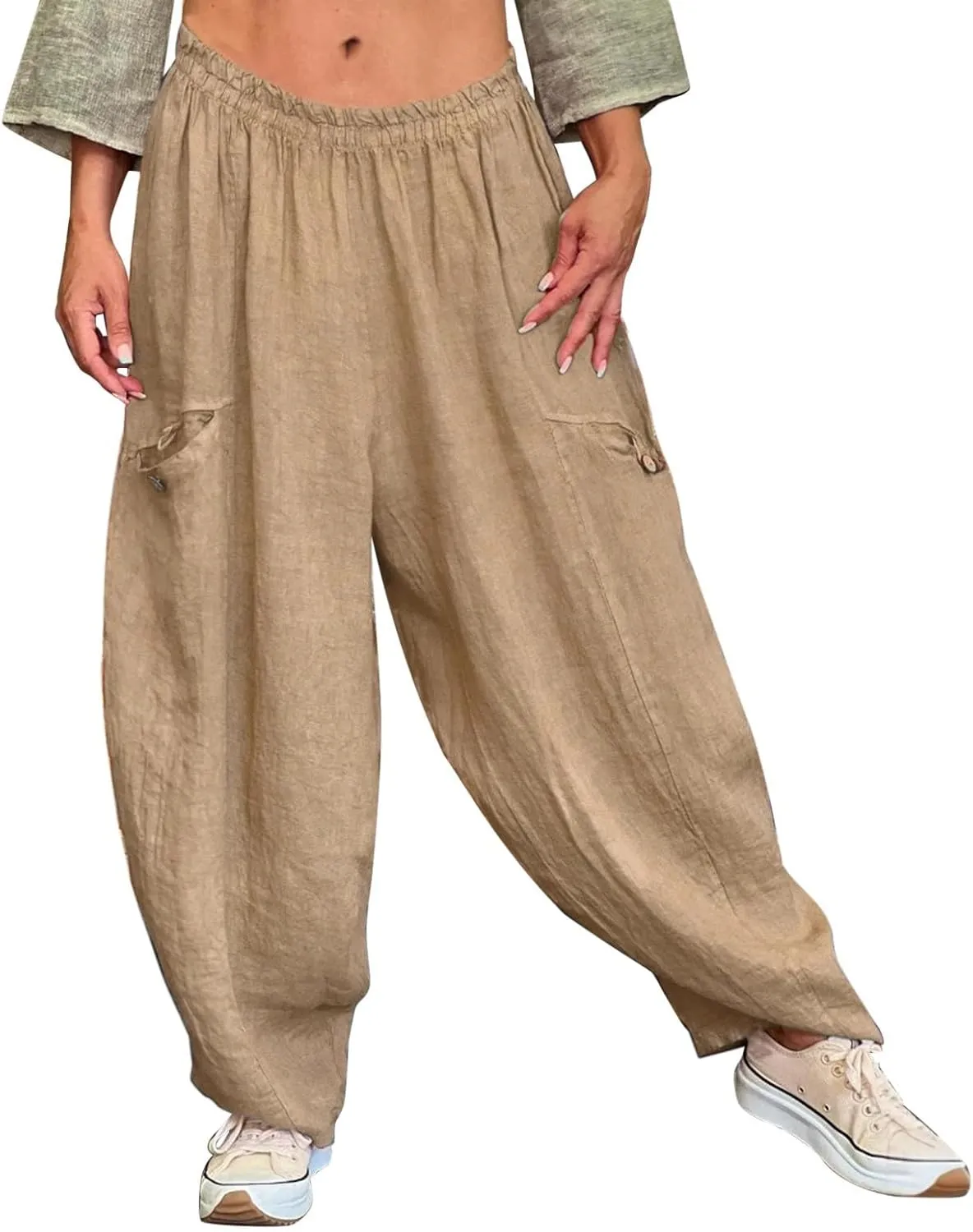 Summer Linen Pants for Women Color Pocket Baggy Casual Pants Pant