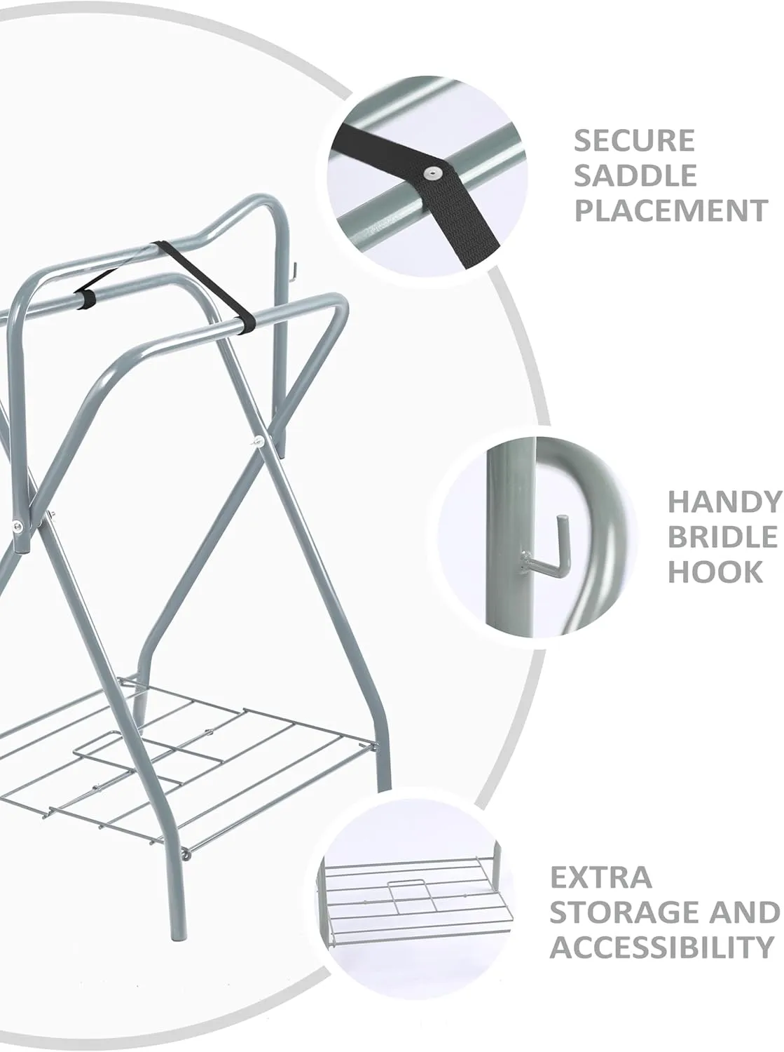 Tackmore Freestanding Saddle Rack Accommodates English Western Saddles Lightweight Foldable Space Saving Saddle Stand