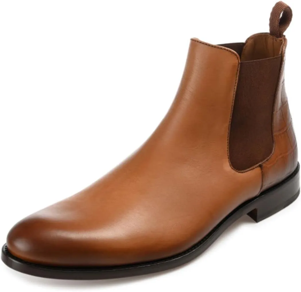 TAFT Hiro Leather and Embossed Croc Detailing Men's Chelsea Boot