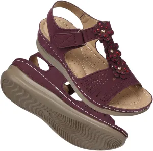TEMOFON Wedge Sandals for Women Comfortable: Open Toe Sandals with Low Wedges - Dressy Summer Casual Sandals - Flat Comfy Walking Sandals