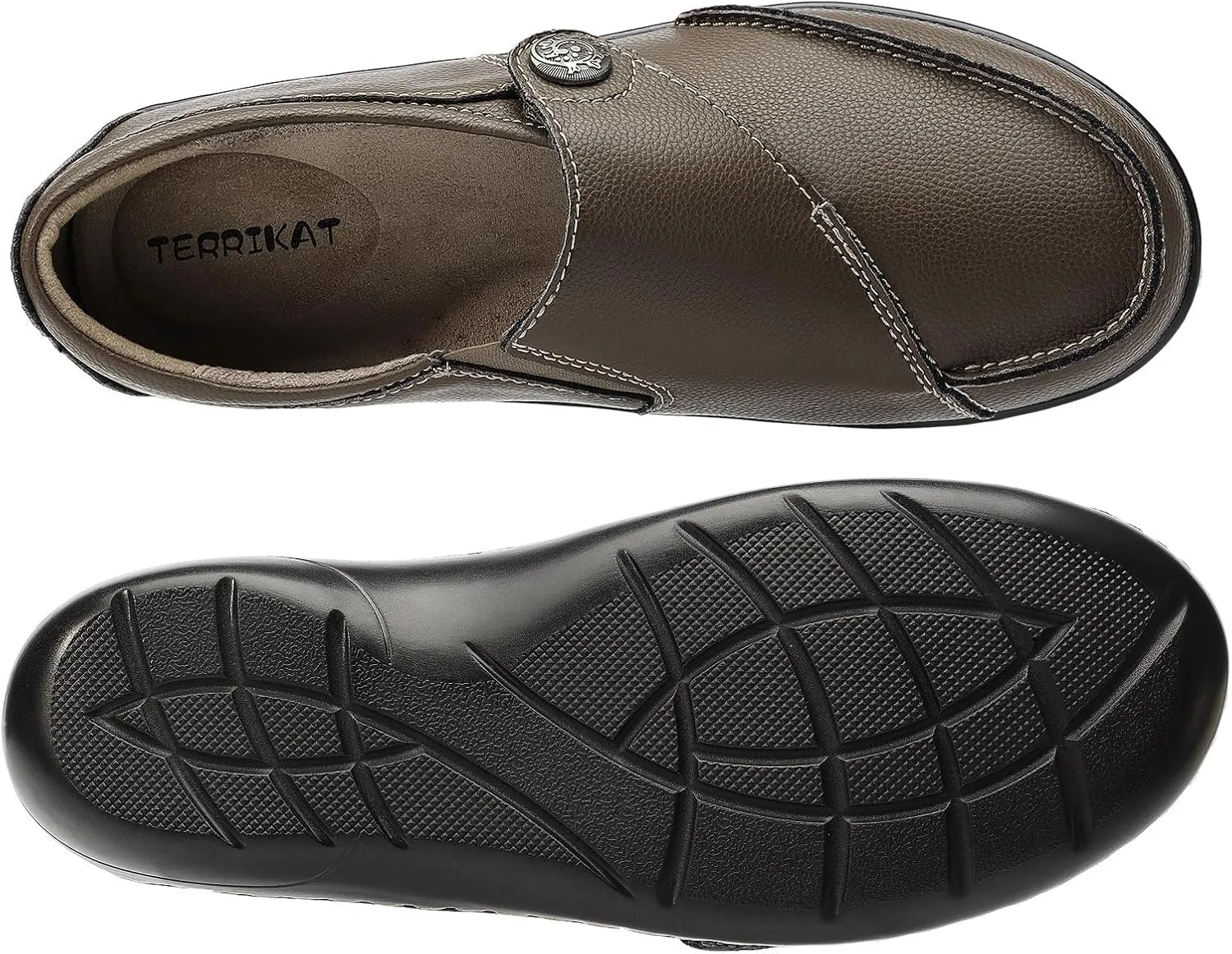 TERRIKAT Women's Classic Casual Leather Loafers Cute Moc Toe Slip On Comfort Walking Flats Lightweight Work Shoes
