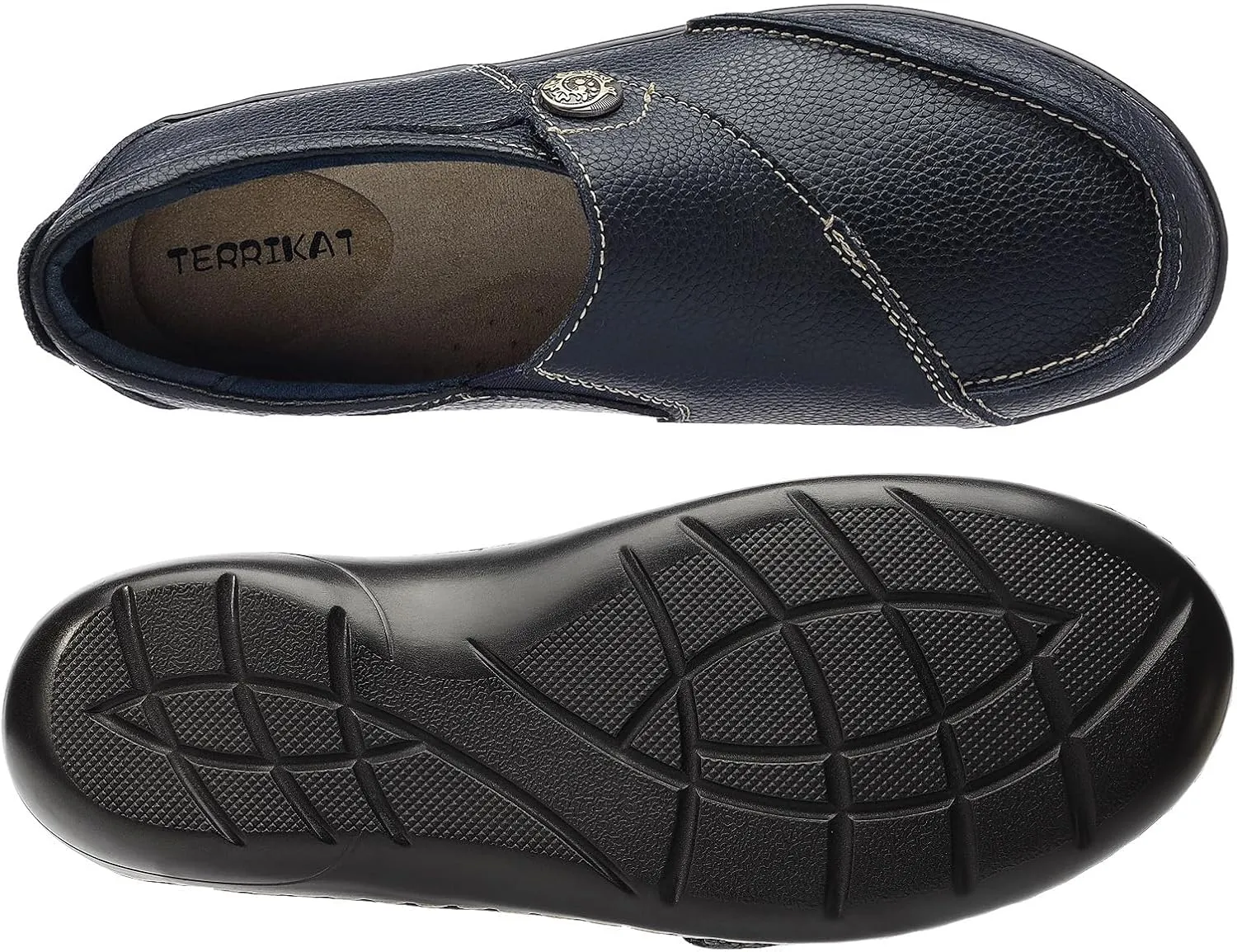 TERRIKAT Women's Classic Casual Leather Loafers Cute Moc Toe Slip On Comfort Walking Flats Lightweight Work Shoes