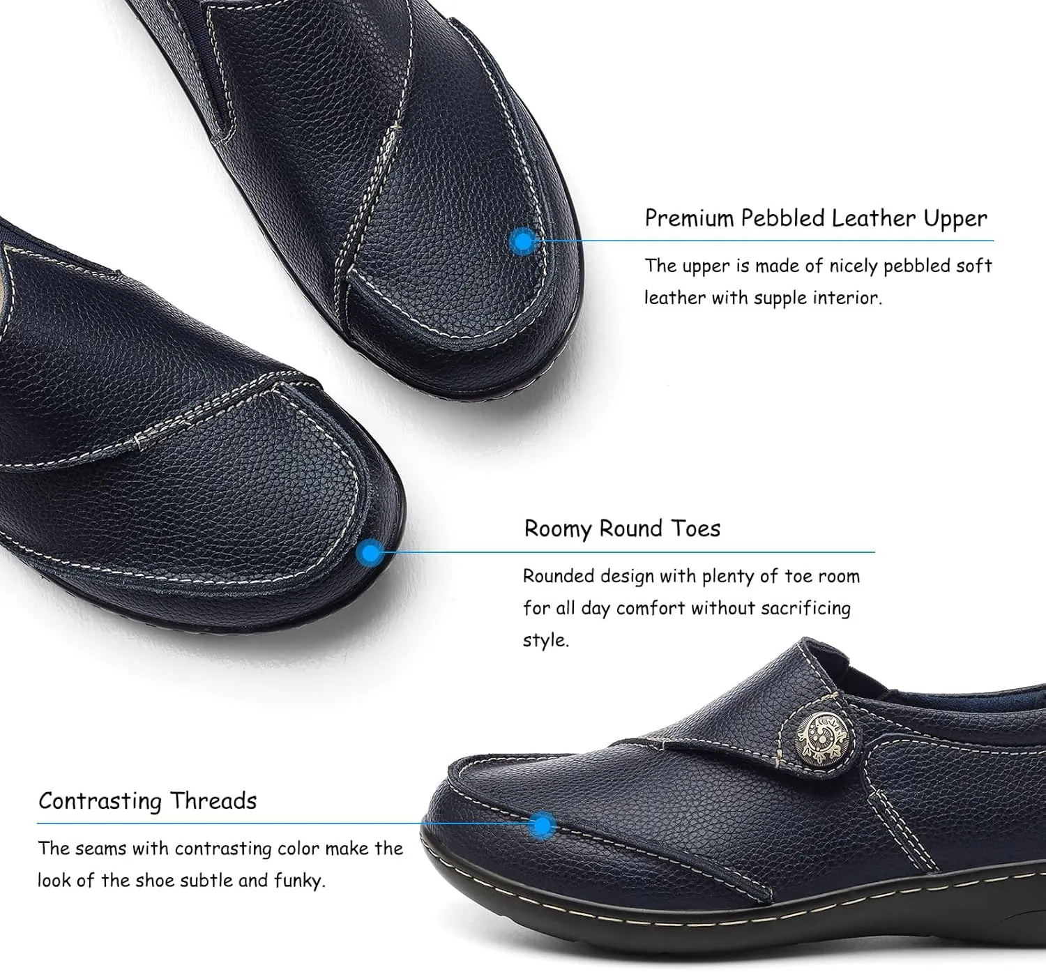 TERRIKAT Women's Classic Casual Leather Loafers Cute Moc Toe Slip On Comfort Walking Flats Lightweight Work Shoes