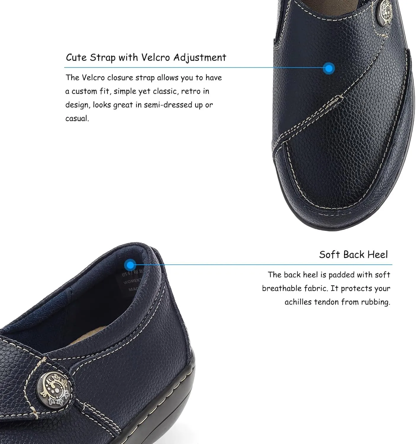 TERRIKAT Women's Classic Casual Leather Loafers Cute Moc Toe Slip On Comfort Walking Flats Lightweight Work Shoes