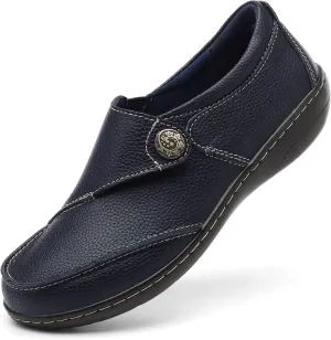 TERRIKAT Women's Classic Casual Leather Loafers Cute Moc Toe Slip On Comfort Walking Flats Lightweight Work Shoes