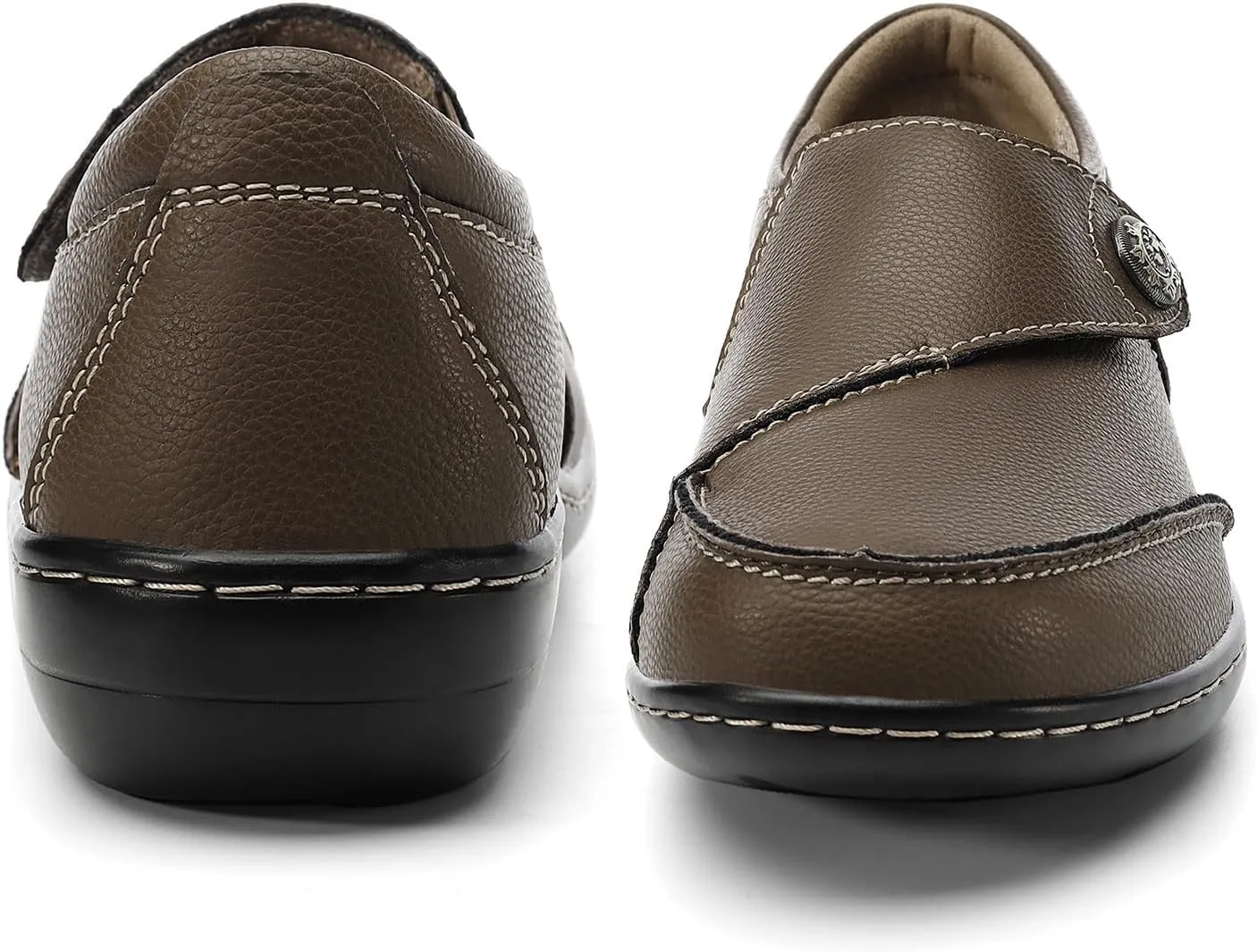 TERRIKAT Women's Classic Casual Leather Loafers Cute Moc Toe Slip On Comfort Walking Flats Lightweight Work Shoes