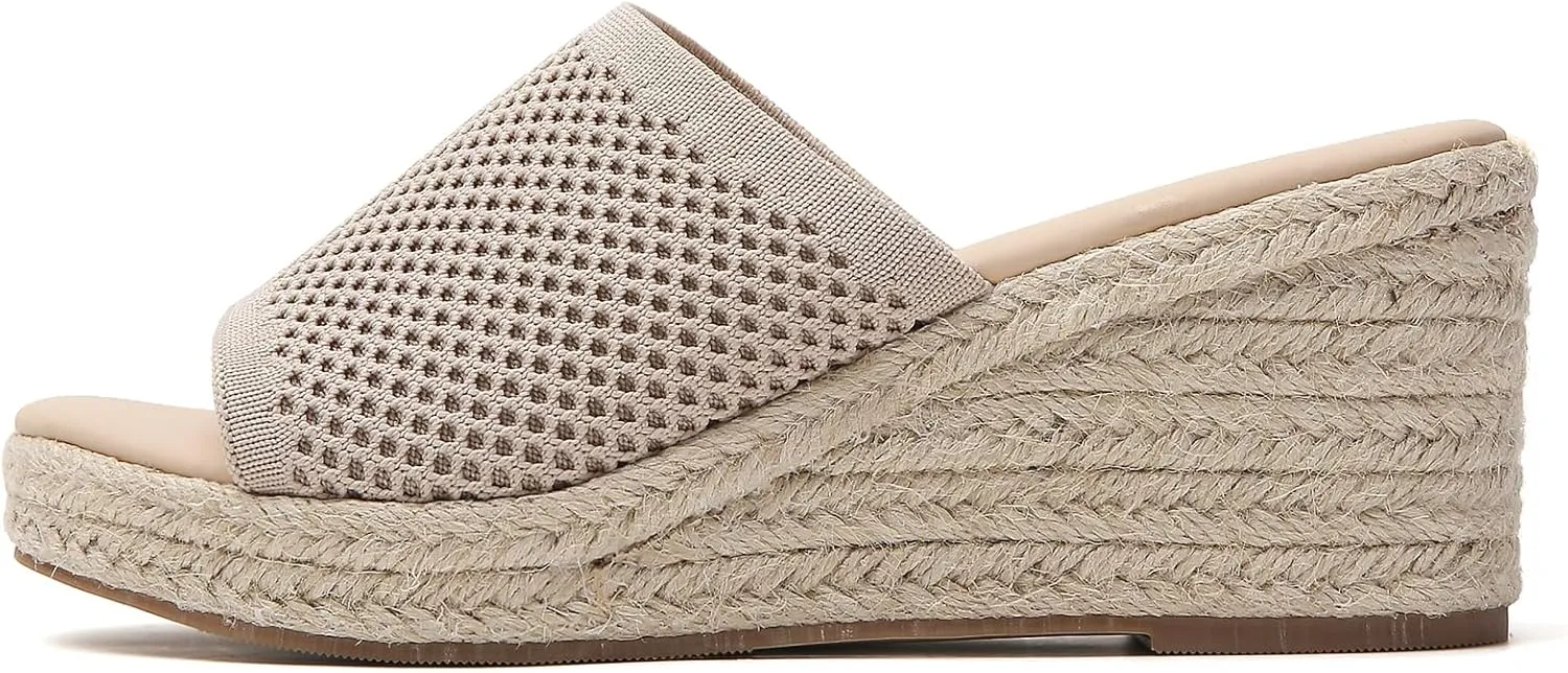 Tilocow Knit Espadrilles Wedges for Women Comfortable Slip On Platform Wedge Sandals Summer Beach Dress Heels Shoes