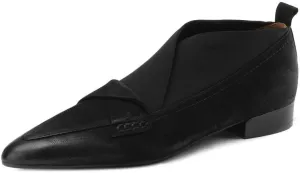 TinaCus Handmade Women's Genuine Leather Stretch Pointed Toe Pull On Flats Office Loafer Shoes