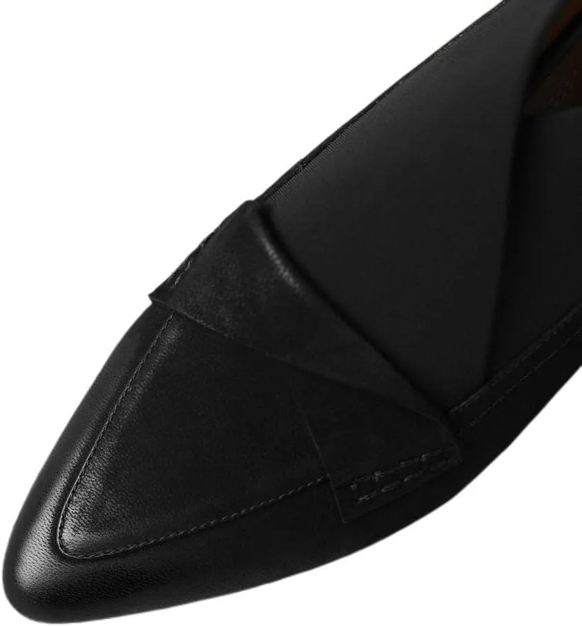 TinaCus Handmade Women's Genuine Leather Stretch Pointed Toe Pull On Flats Office Loafer Shoes