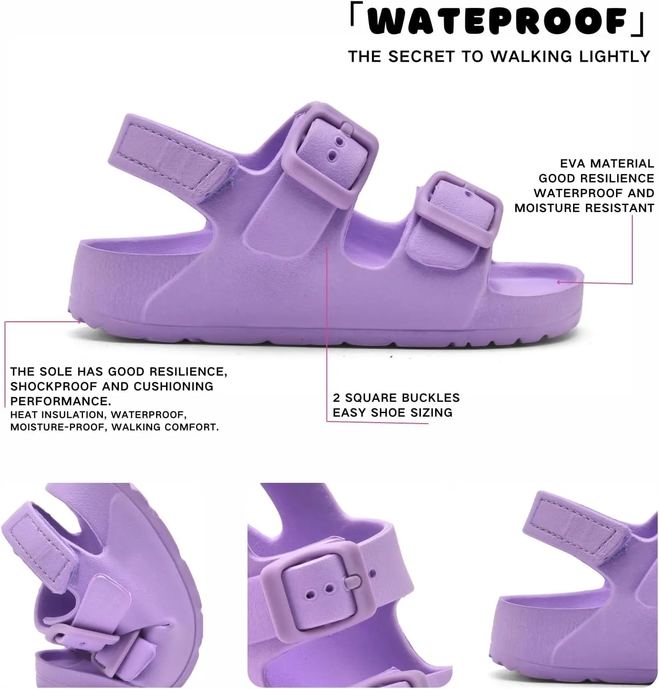 Toddler Unisex Adjustable Buckle Sandals – Comfortable Open Toe Beach & Pool Shoes for Boys & Girls with Back Strap