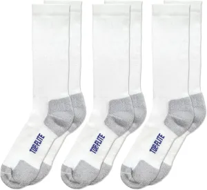Top Flite Men's Coolmax Seamless Sport Ribbed Crew Socks 3 Pair Pack, White/Grey, Large