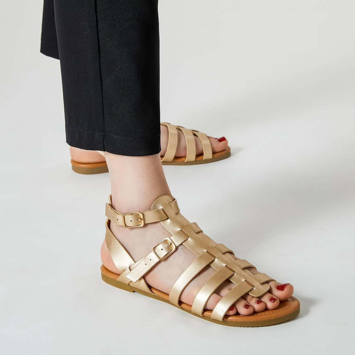 Trary Womens Sandals, Gladiator Sandals for Women, Wide Width Sandals for Women, Strappy Sandals, Flat Sandals for Women, Trendy Sandals Women Dressy Summer Flat, Comfortable Sandals Women