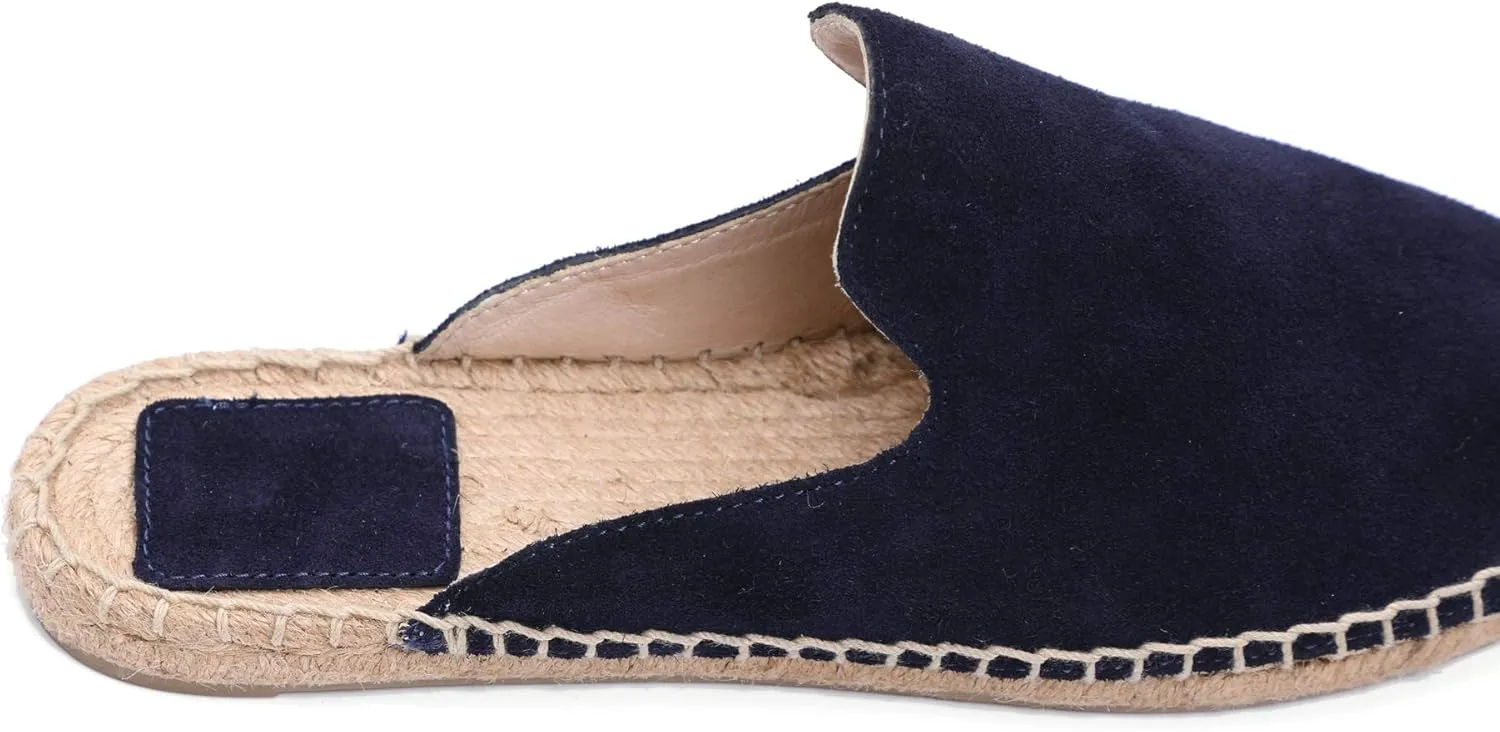 U-lite Women's Simple Mule Breathable Flat Espadrilles Shoes, Pure Color Mules