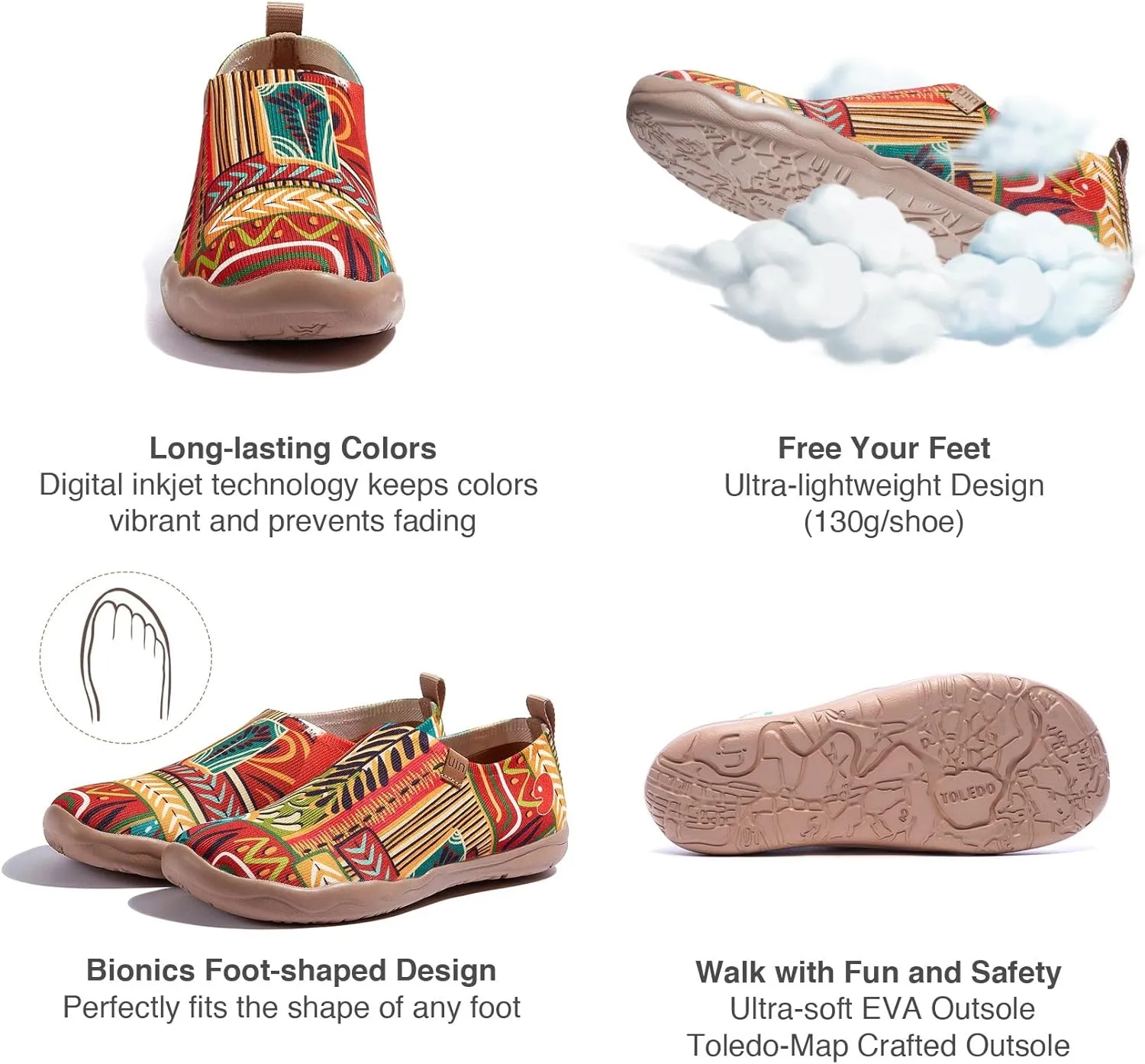 UIN Women's Art Painted Travel Shoes Slip On Casual Knit Loafers Lightweight Comfort Fashion Sneaker Constellation Toledo Ⅰ