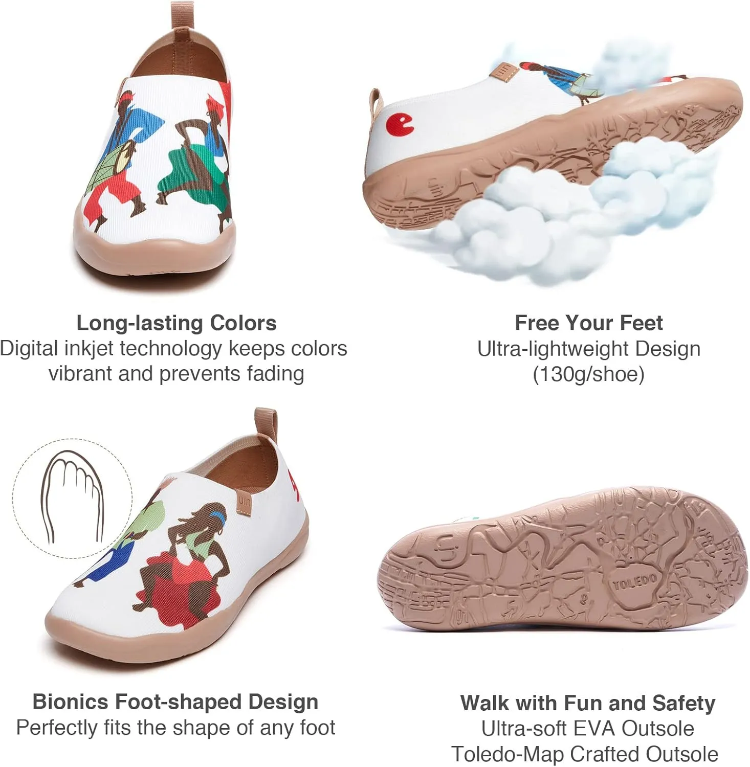 UIN Women's Art Painted Travel Shoes Slip On Casual Knit Loafers Lightweight Comfort Fashion Sneaker Constellation Toledo Ⅰ