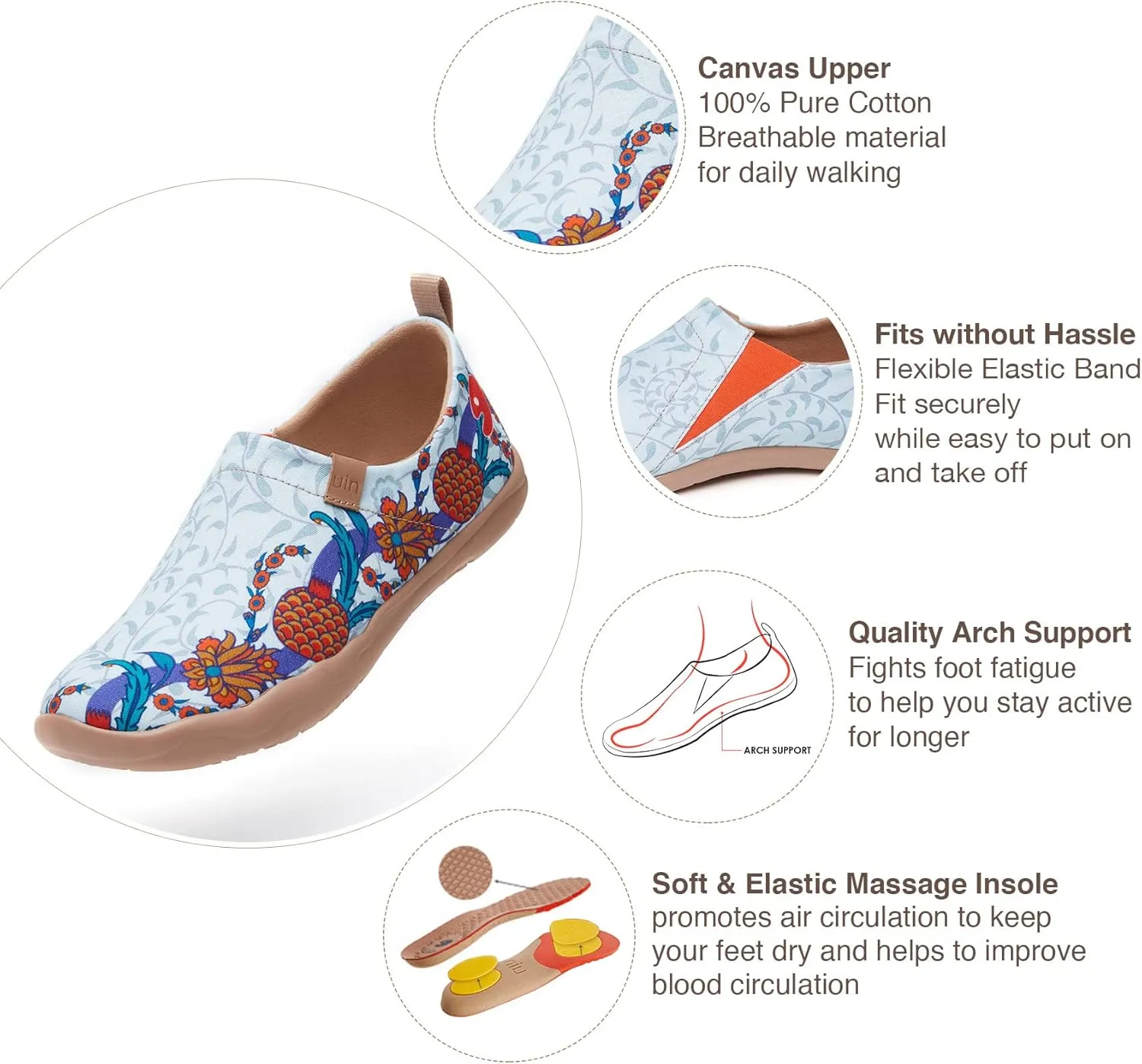 UIN Women's Walking Travel Shoes Slip On Microfiber Casual Loafers Lightweight Comfort Fashion Sneaker Toledo