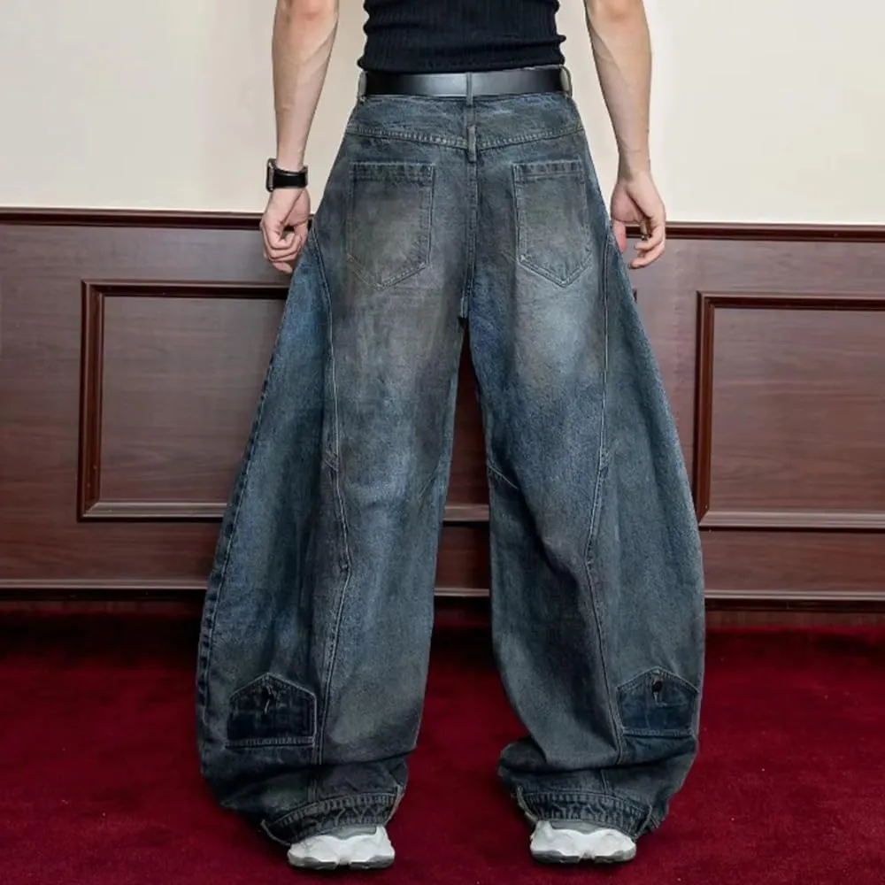 Unisex Fashion High Waist Straight Baggy Jeans for Women Vintage Gothic Leg Drawstring Y2K Scrawl Denim Pants