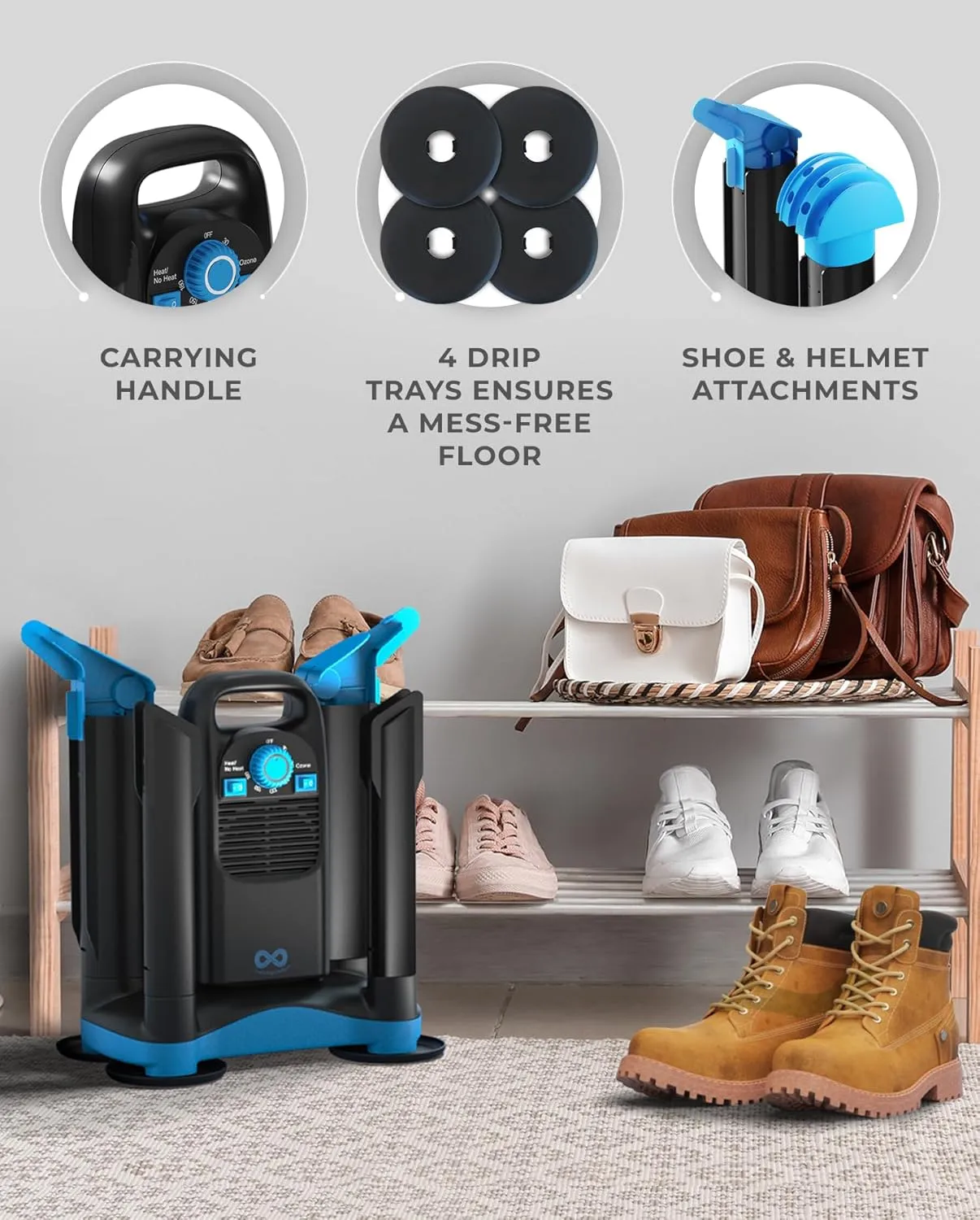 Upgraded Boot Dryer for Work Boots, Fast Drying in 80 Min, Shoe Dryer & Boot Deodorizer with Heat Blower, Shoe Dryers for Sneakers, Ski Boots, Gloves, Helmet & Boxing Glove Dryer Everlasting Comfort