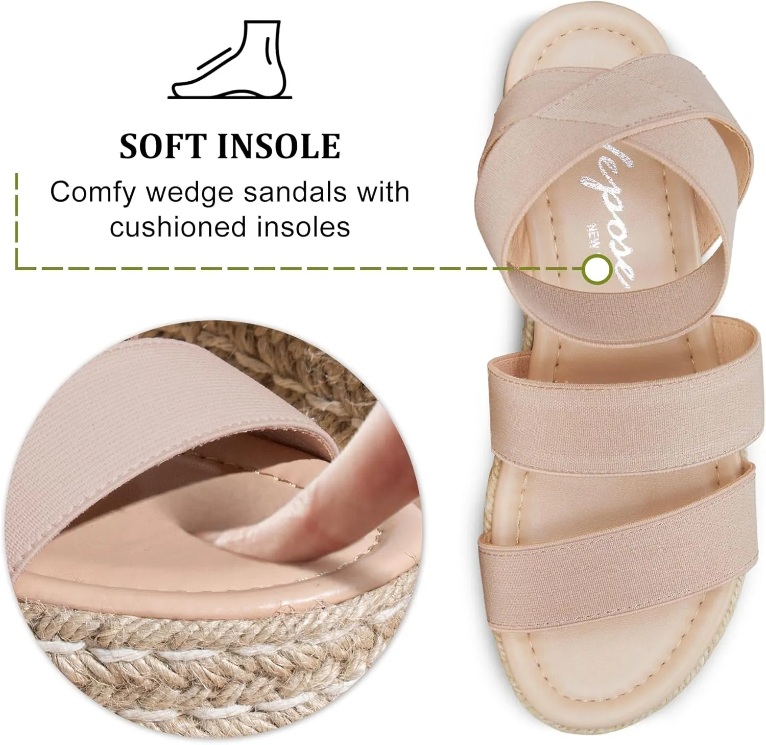 Vepose Women's 876 Cute Platform Wedge Sandals Open Toe, Espadrilles Sandals with Double Elastic Strap