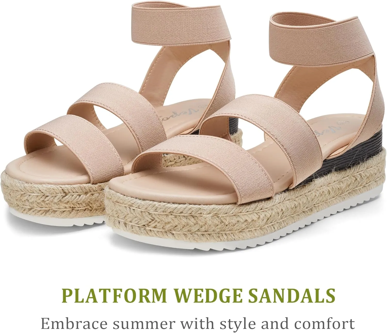 Vepose Women's 876 Cute Platform Wedge Sandals Open Toe, Espadrilles Sandals with Double Elastic Strap