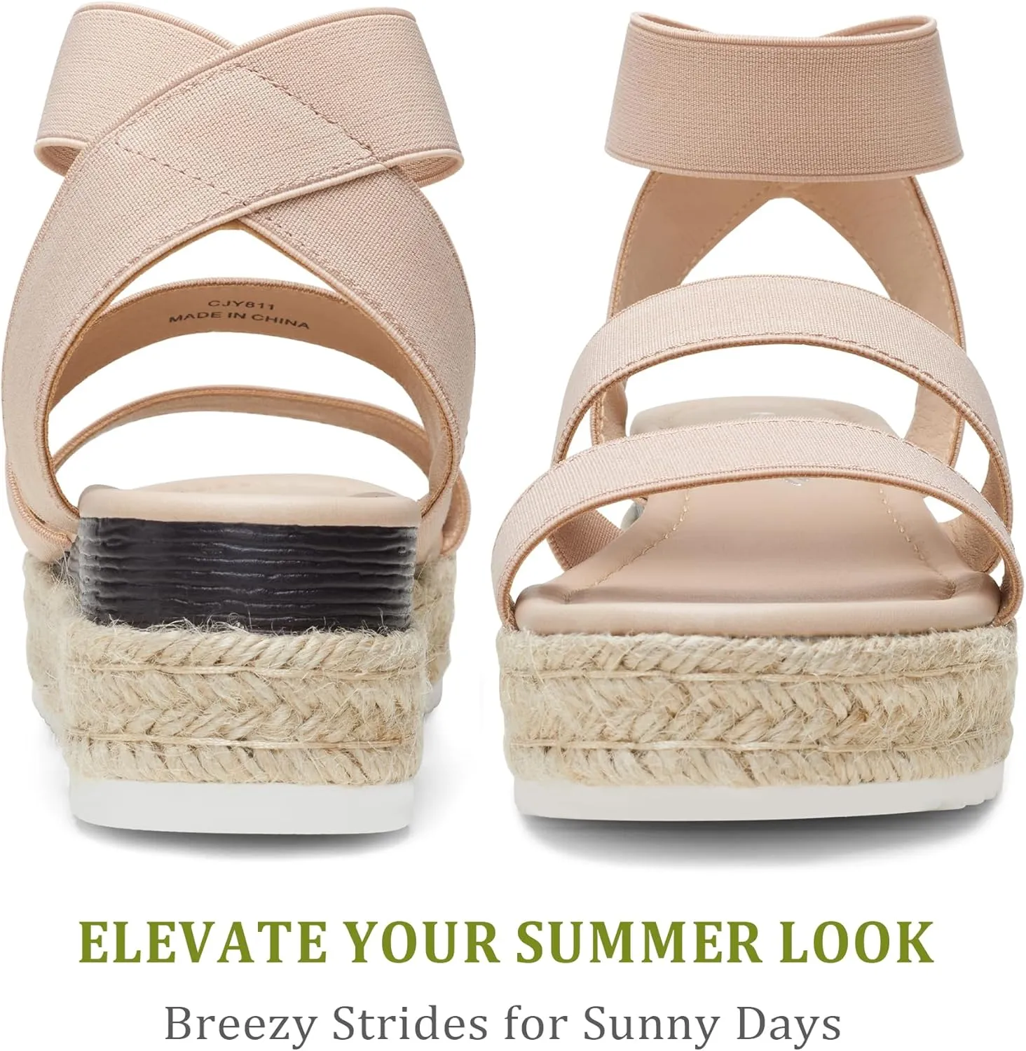 Vepose Women's 876 Cute Platform Wedge Sandals Open Toe, Espadrilles Sandals with Double Elastic Strap