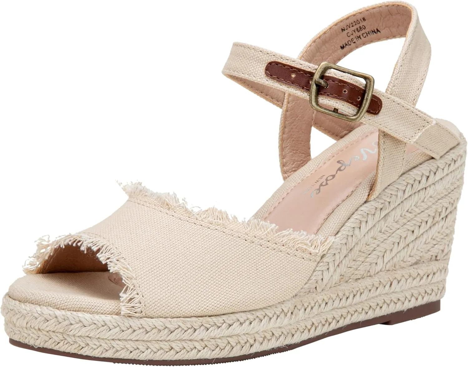 Vepose Women's 880 Wedge Sandals Peep Toe, 3.3" Inch High Heel Platform Espadrilles Sandals with Ankle Buckle