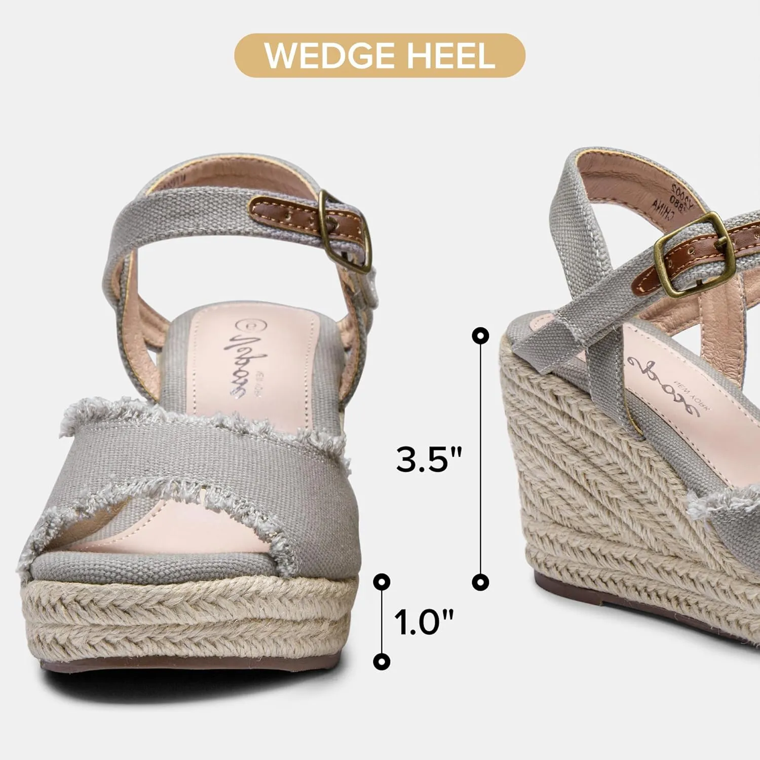 Vepose Women's 880 Wedge Sandals Peep Toe, 3.3" Inch High Heel Platform Espadrilles Sandals with Ankle Buckle