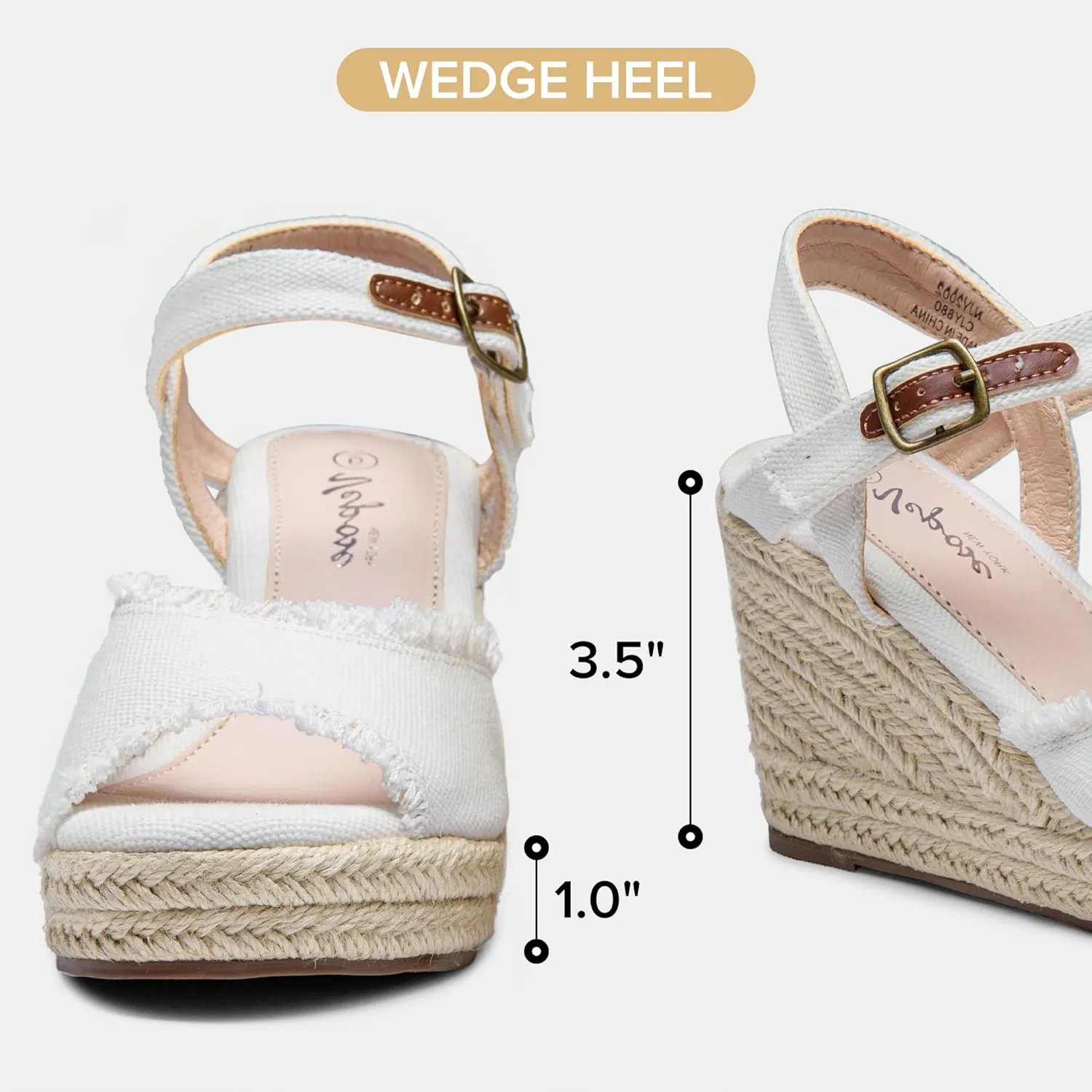 Vepose Women's 880 Wedge Sandals Peep Toe, 3.3" Inch High Heel Platform Espadrilles Sandals with Ankle Buckle