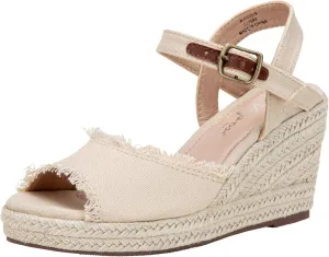 Vepose Women's 880 Wedge Sandals Peep Toe, 3.3" Inch High Heel Platform Espadrilles Sandals with Ankle Buckle