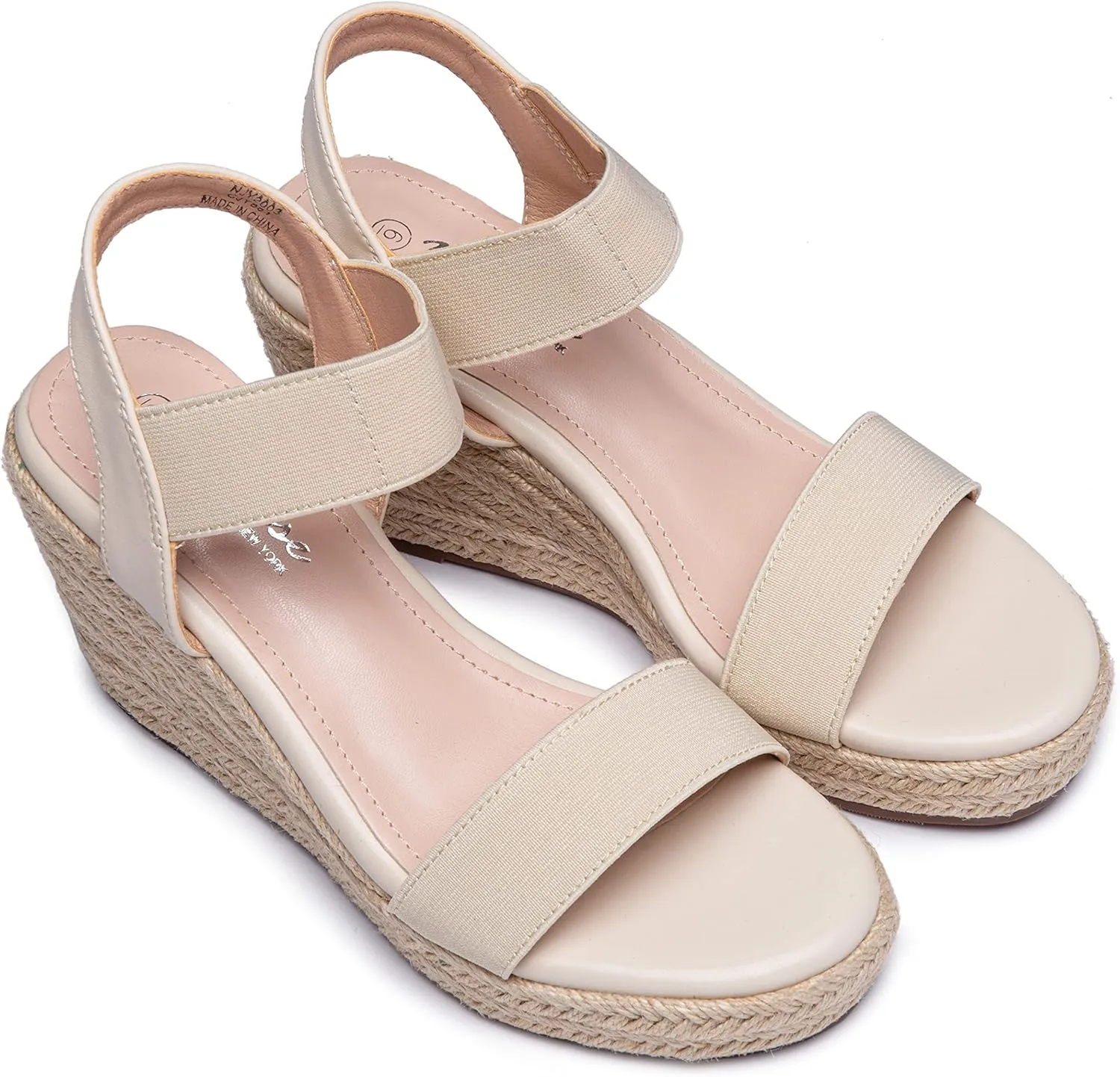 Vepose Women's Wedge Sandals Platform Espadrilles Sandals Elasitc Ankle Strap Open Toe 881 Sandals with 3.5" Inchs High Heel Summer Shoes