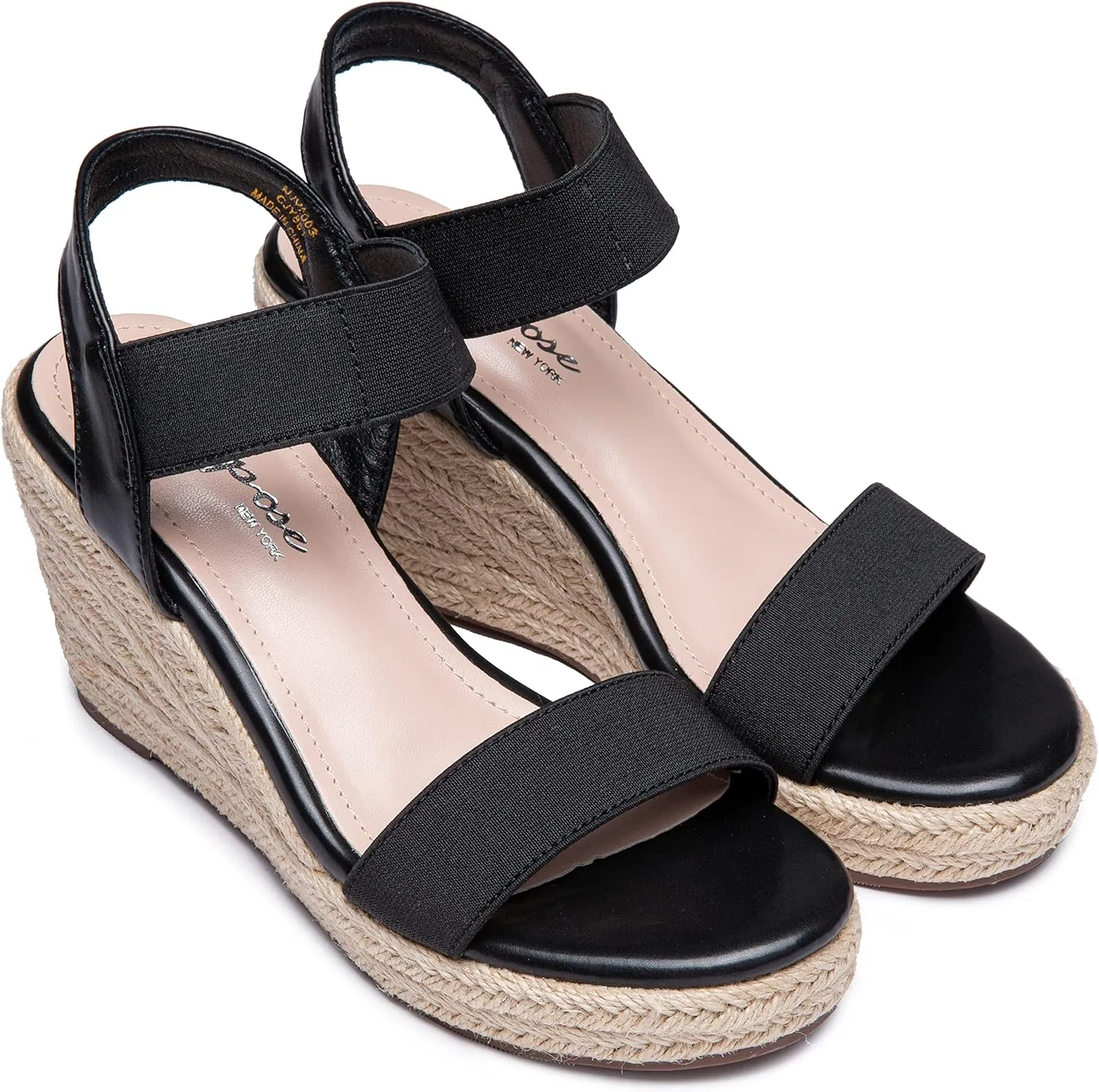 Vepose Women's Wedge Sandals Platform Espadrilles Sandals Elasitc Ankle Strap Open Toe 881 Sandals with 3.5" Inchs High Heel Summer Shoes