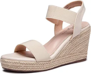 Vepose Women's Wedge Sandals Platform Espadrilles Sandals Elasitc Ankle Strap Open Toe 881 Sandals with 3.5" Inchs High Heel Summer Shoes