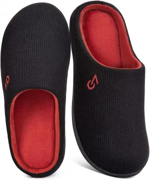 VeraCosy Men's Two-Tone Memory Foam House Slippers Indoor Outdoor Durable Rubber Sole