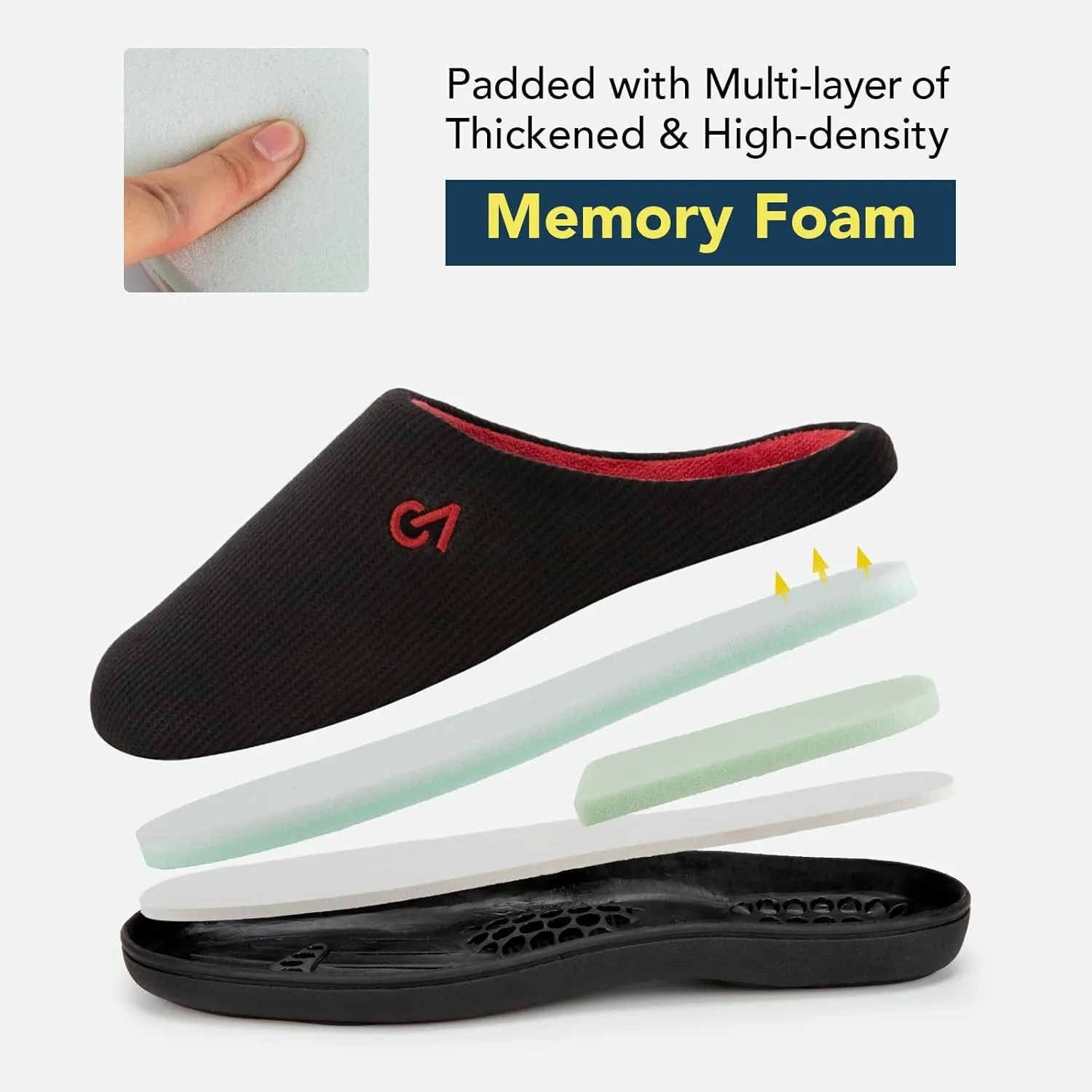 VeraCosy Men's Two-Tone Memory Foam House Slippers Indoor Outdoor Durable Rubber Sole