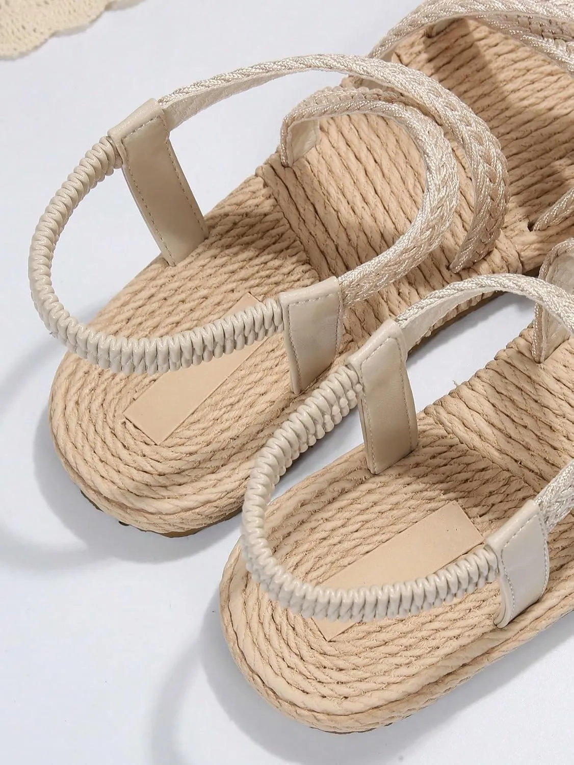 Verdusa Women's Casual Cross Woven Sandals Vacation Summer Beach Flat Sandals Shoes