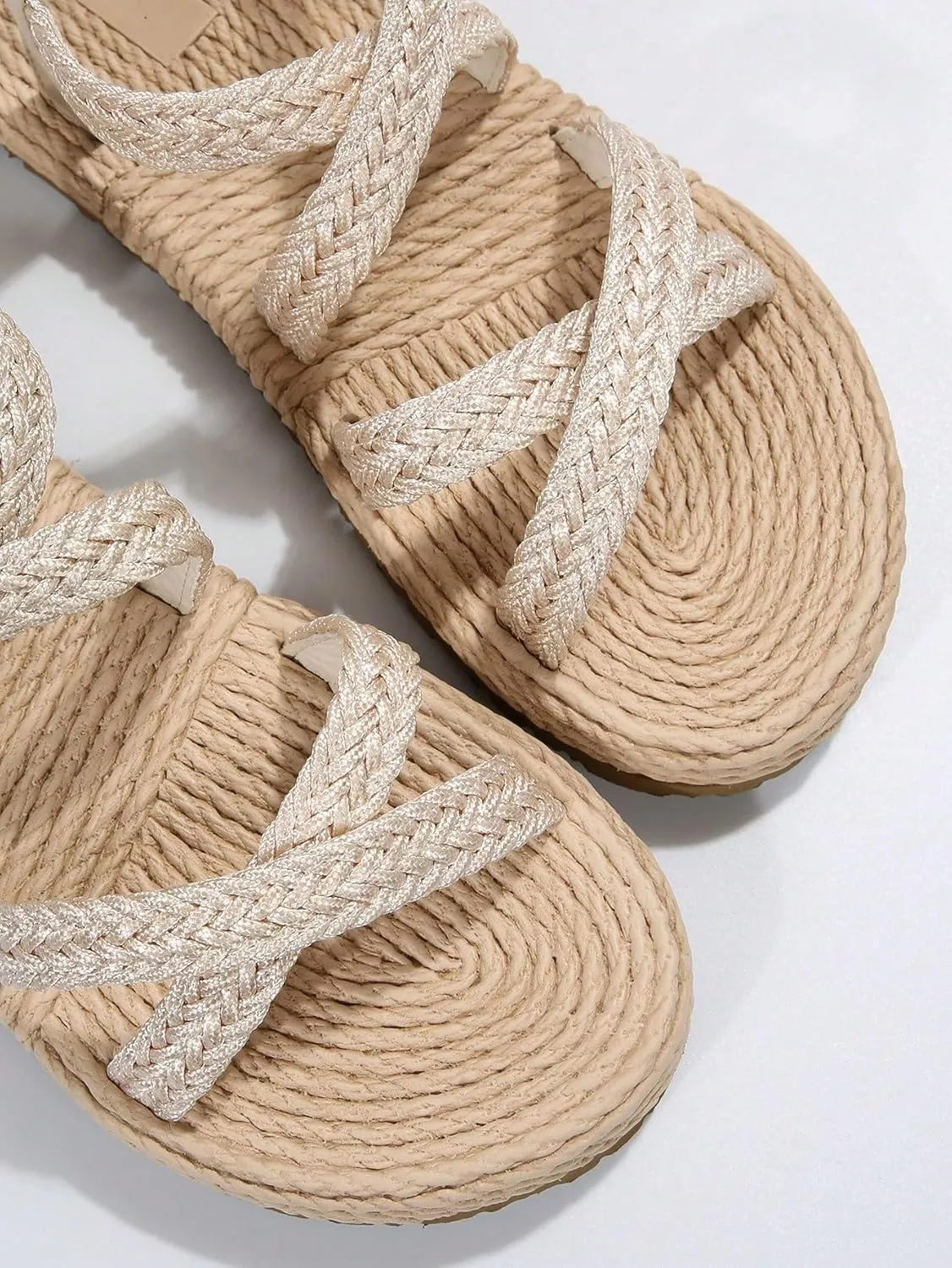 Verdusa Women's Casual Cross Woven Sandals Vacation Summer Beach Flat Sandals Shoes