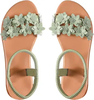 Verdusa Women's Summer Sandals Flower Leather Flat Sandals with Ankle Strap