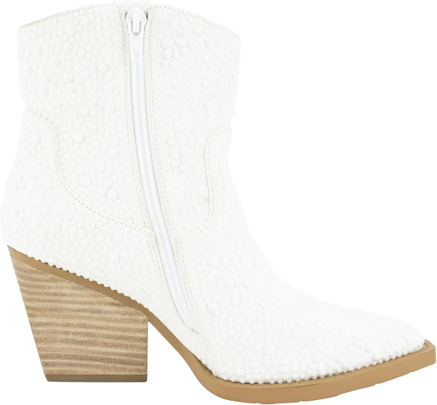 Very G Women’s Kady Pearl Boots | Cowboy Boot for Women with Glitter Accents | Durable, Comfortable, Stylish Shiny Ankle Booties with 3 1/4" Chunky Heel for Special Occasions and Everyday Chic