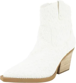 Very G Women’s Kady Pearl Boots | Cowboy Boot for Women with Glitter Accents | Durable, Comfortable, Stylish Shiny Ankle Booties with 3 1/4" Chunky Heel for Special Occasions and Everyday Chic
