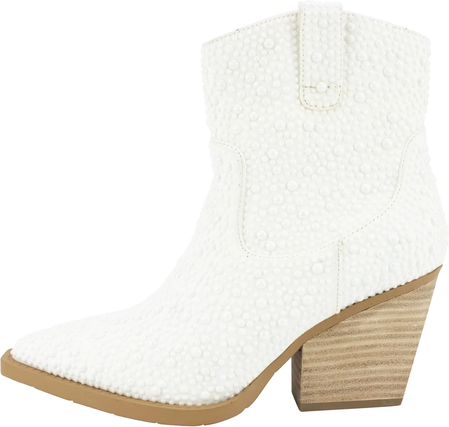 Very G Women’s Kady Pearl Boots | Cowboy Boot for Women with Glitter Accents | Durable, Comfortable, Stylish Shiny Ankle Booties with 3 1/4" Chunky Heel for Special Occasions and Everyday Chic