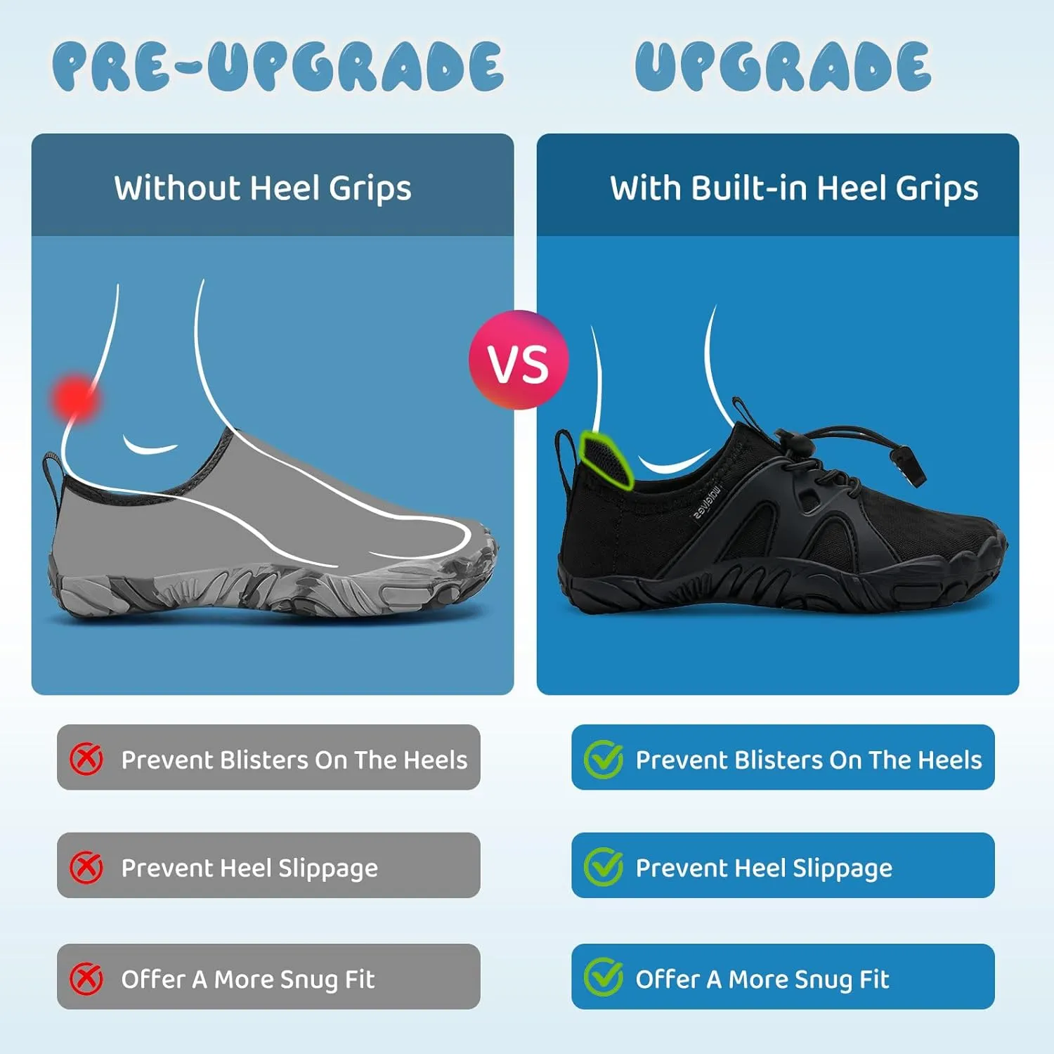 WateLves Toddler/Little/Big/Kid Water Shoes Wide Barefoot Aqua Athletic Sneakers Girls Boys Hiking Beach Swim Fast Dry Shoes Built-in Heel Grips