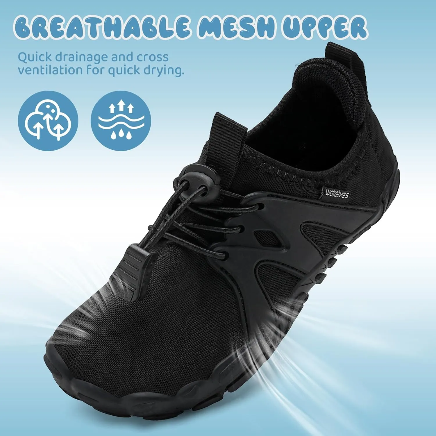 WateLves Toddler/Little/Big/Kid Water Shoes Wide Barefoot Aqua Athletic Sneakers Girls Boys Hiking Beach Swim Fast Dry Shoes Built-in Heel Grips