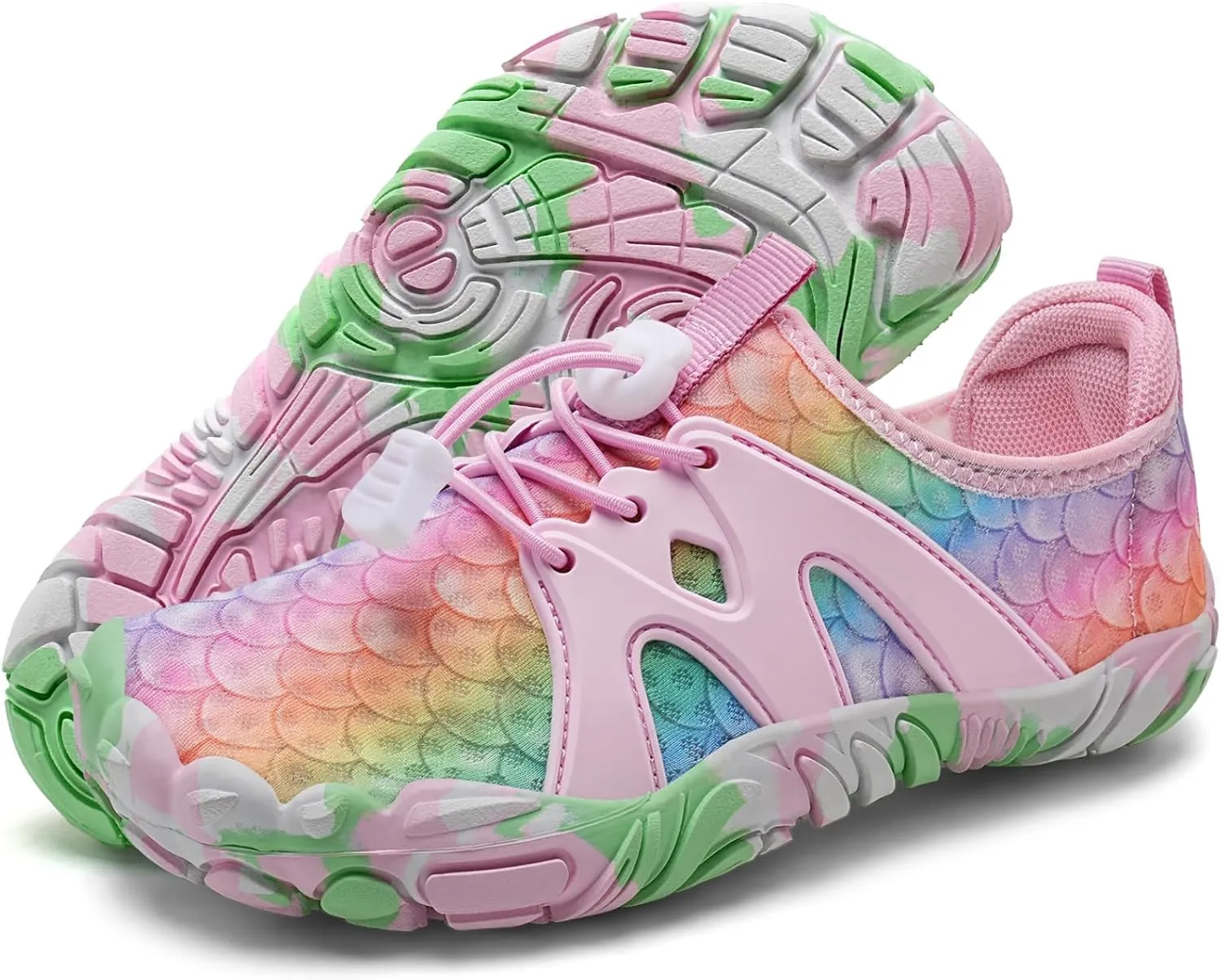 WateLves Toddler/Little/Big/Kid Water Shoes Wide Barefoot Aqua Athletic Sneakers Girls Boys Hiking Beach Swim Fast Dry Shoes Built-in Heel Grips