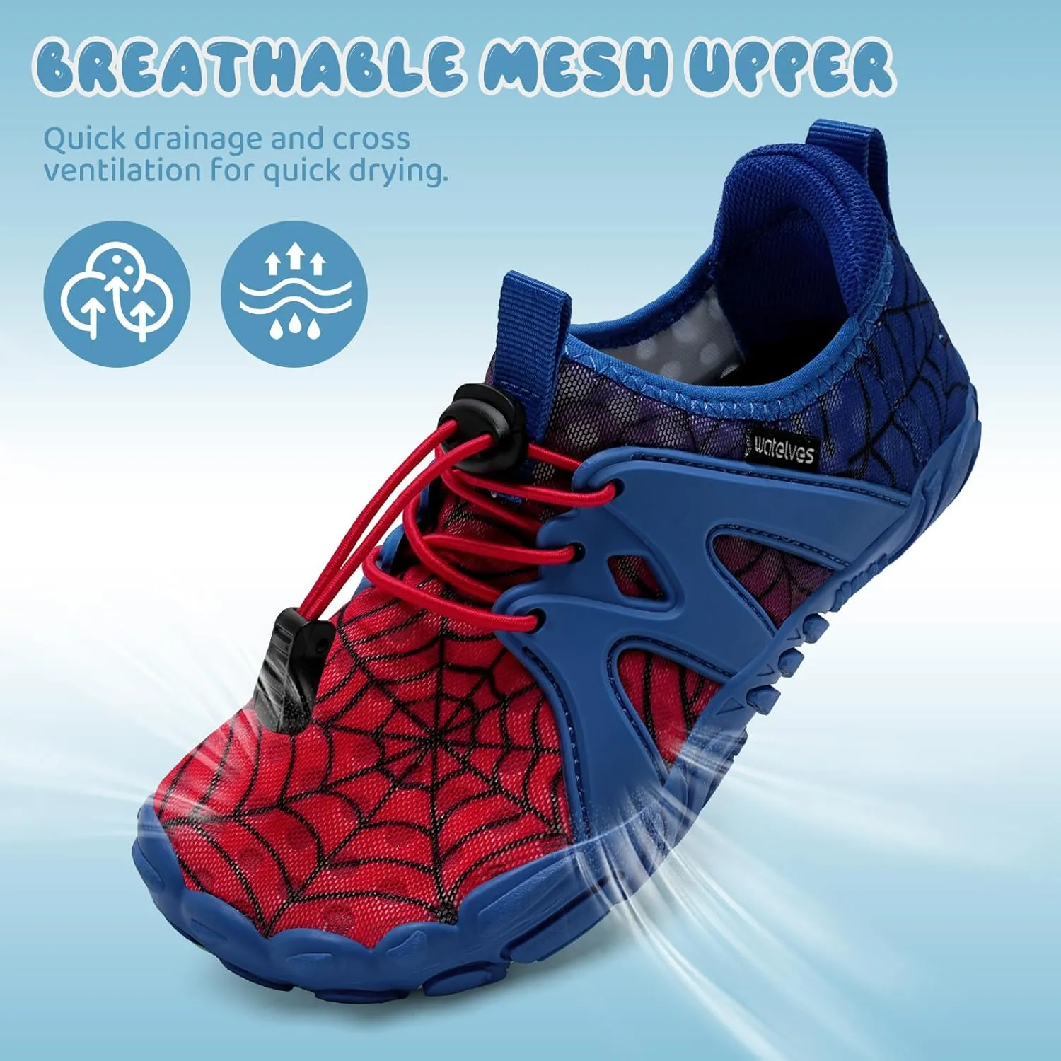 WateLves Toddler/Little/Big/Kid Water Shoes Wide Barefoot Aqua Athletic Sneakers Girls Boys Hiking Beach Swim Fast Dry Shoes Built-in Heel Grips