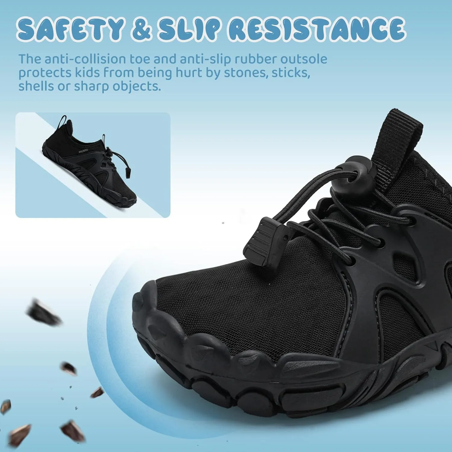 WateLves Toddler/Little/Big/Kid Water Shoes Wide Barefoot Aqua Athletic Sneakers Girls Boys Hiking Beach Swim Fast Dry Shoes Built-in Heel Grips