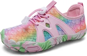 WateLves Toddler/Little/Big/Kid Water Shoes Wide Barefoot Aqua Athletic Sneakers Girls Boys Hiking Beach Swim Fast Dry Shoes Built-in Heel Grips