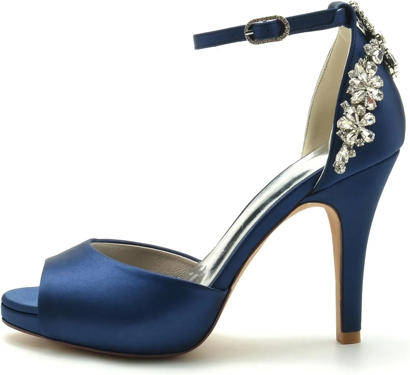 Wedding Bridal Shoes Women's Platform High Heels Sandals Peep Toe Dress Satin Fish Mouth Stiletto Heel 10Cm