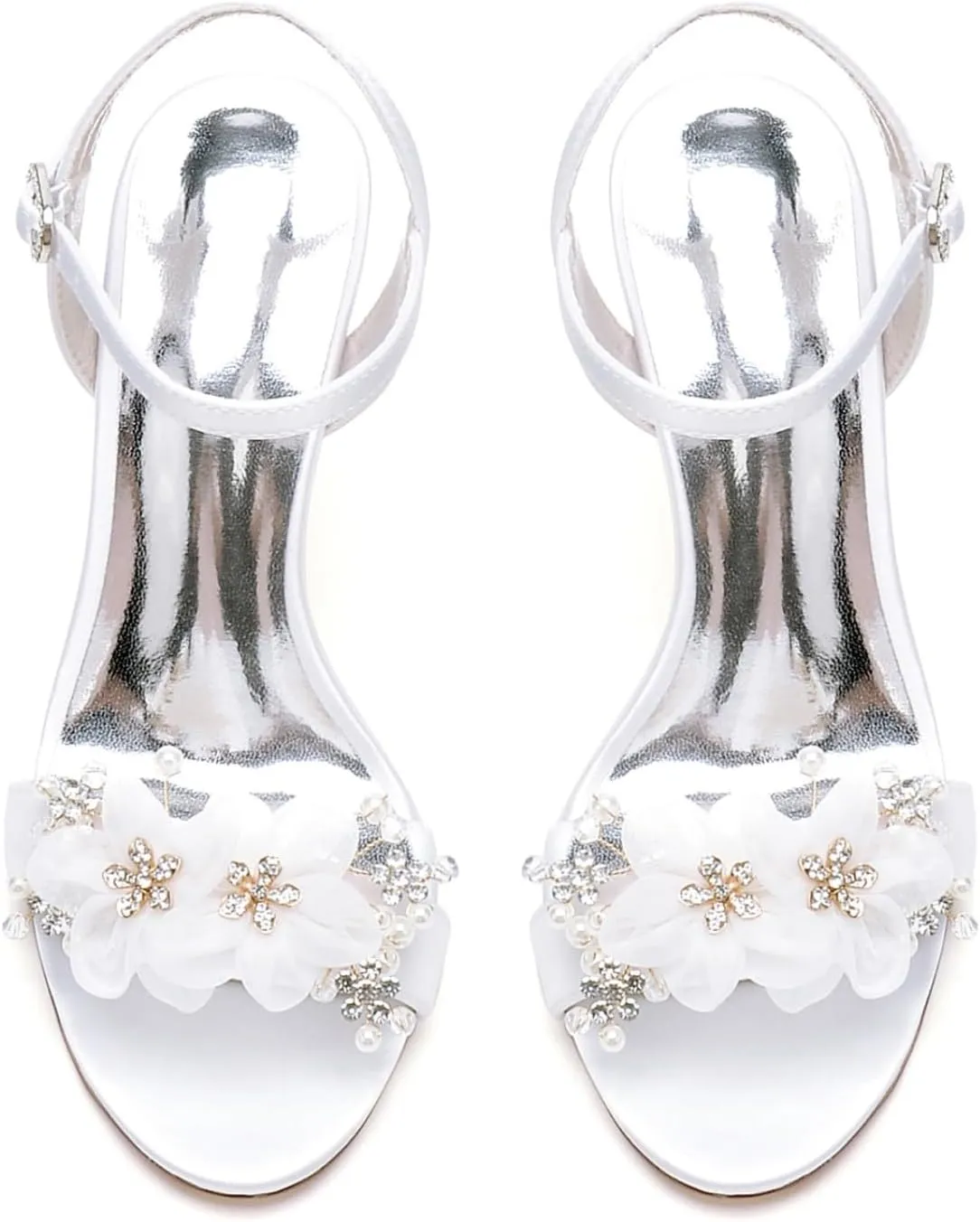Wedding Bridal Stiletto Heels Sandals Peep Toe Women's Satin High Heels for Party Evening Women Summer Heeled Sandals 9.5Cm