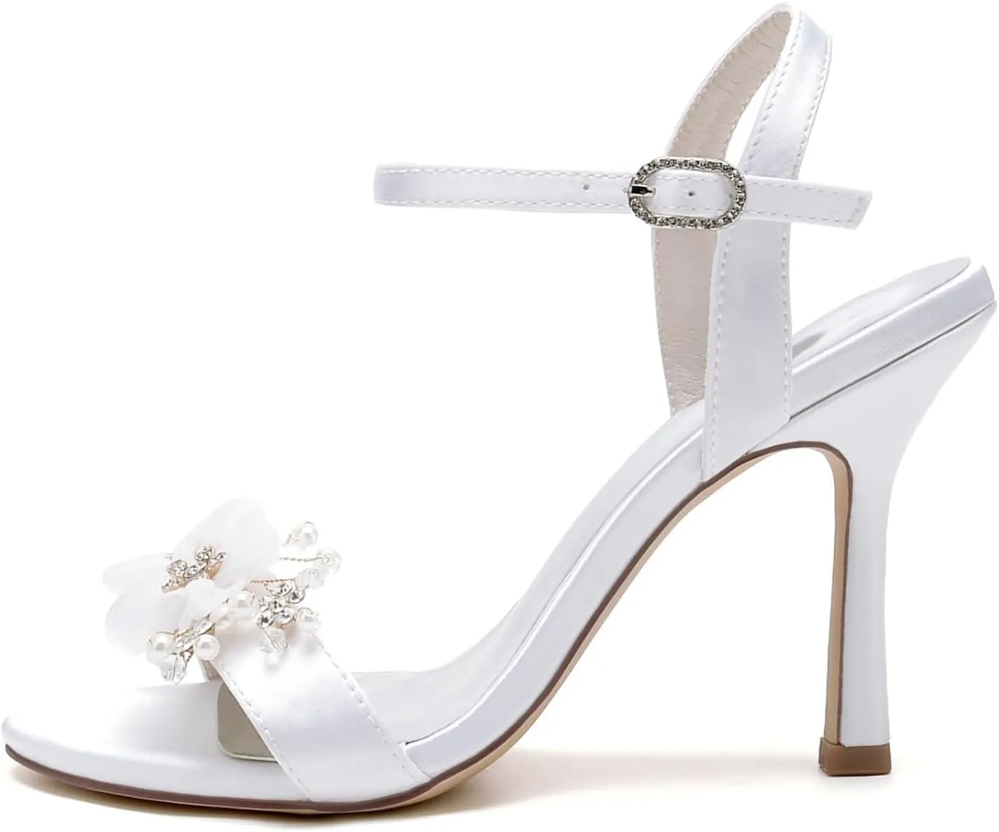 Wedding Bridal Stiletto Heels Sandals Peep Toe Women's Satin High Heels for Party Evening Women Summer Heeled Sandals 9.5Cm