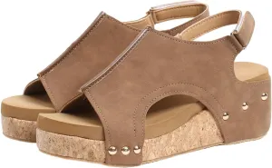 Wedge Sandals for Women 2025 Dressy Platform Open Toe Ankle Strap Espadrilles Wedge Heels Sandals Comfortable Wide Width Boho Summer Beach Sandals Ladies Wedges